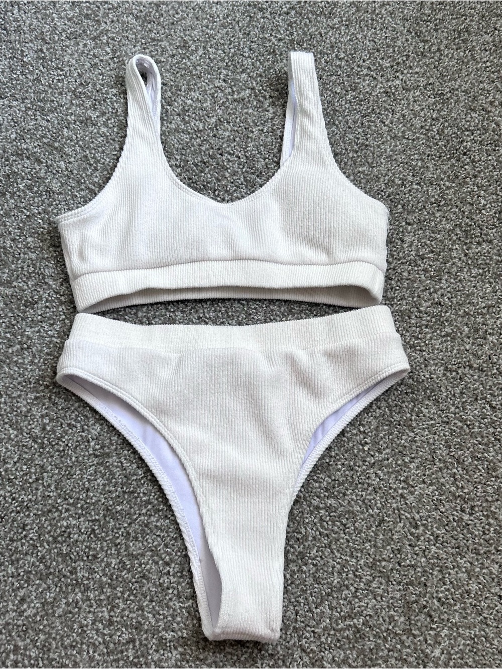 White Ribbed Bikini